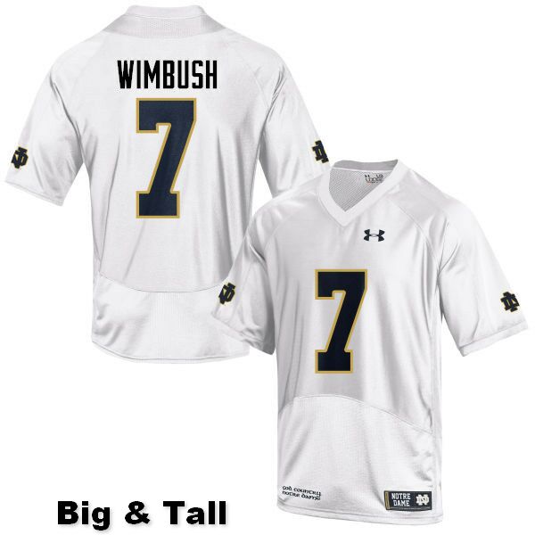 Men's NCAA Notre Dame Fighting Irish #7 Brandon Wimbush Stitched College Under Armour Authentic White Big & Tall Football Jersey YD10S77IG